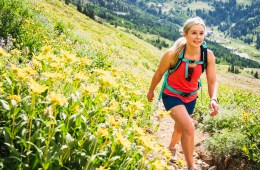 Caroline Gleich out for a hike in Little Cottonwood Canyon, Utah.