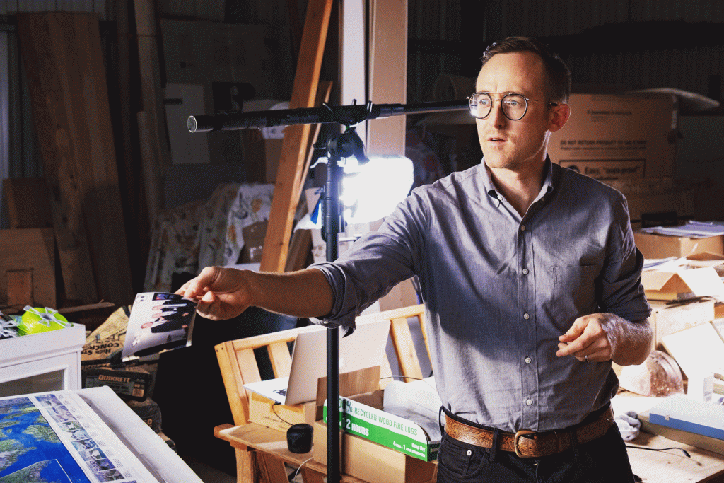 A filmmaker sorts through old footage and photos