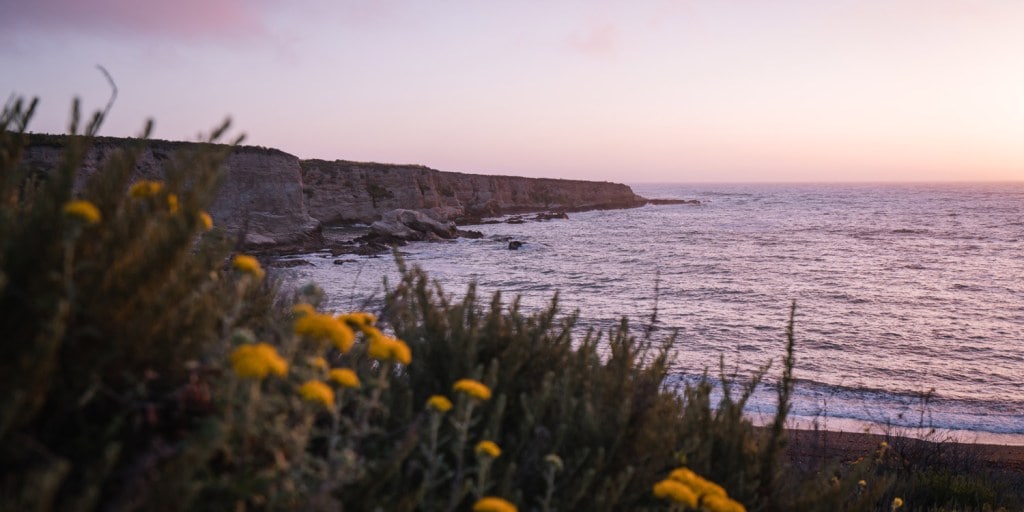 Sunset over the cliffs at Montaña de Oro State Park. 