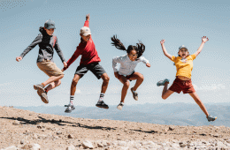 Kids jump for joy in Yellowstone National Park