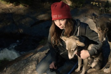 Liza Dietzen and her lead sled dog