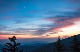 The sun sets over Great Smoky Mountains National Park