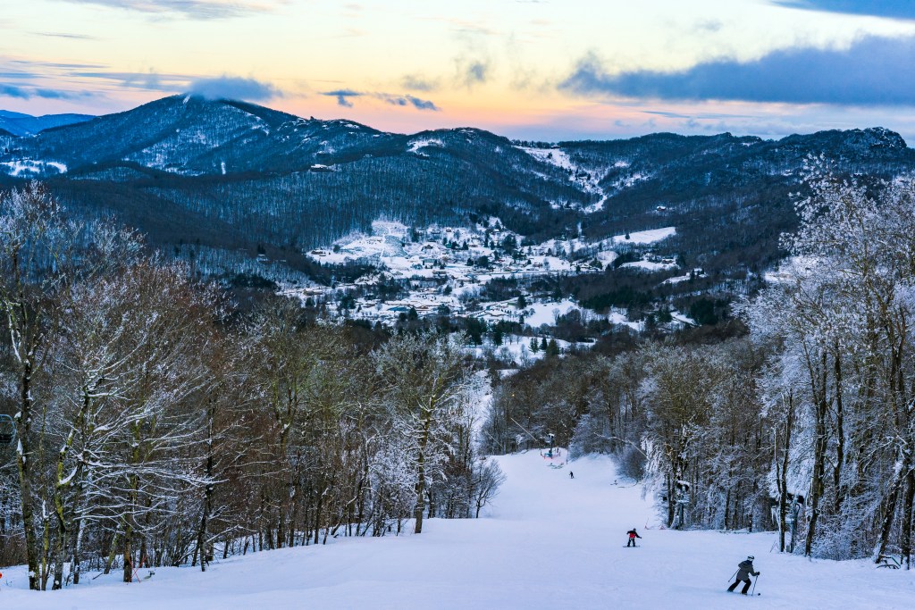Wide, perfectly groomed slopes at Sugar Ski Mountain.