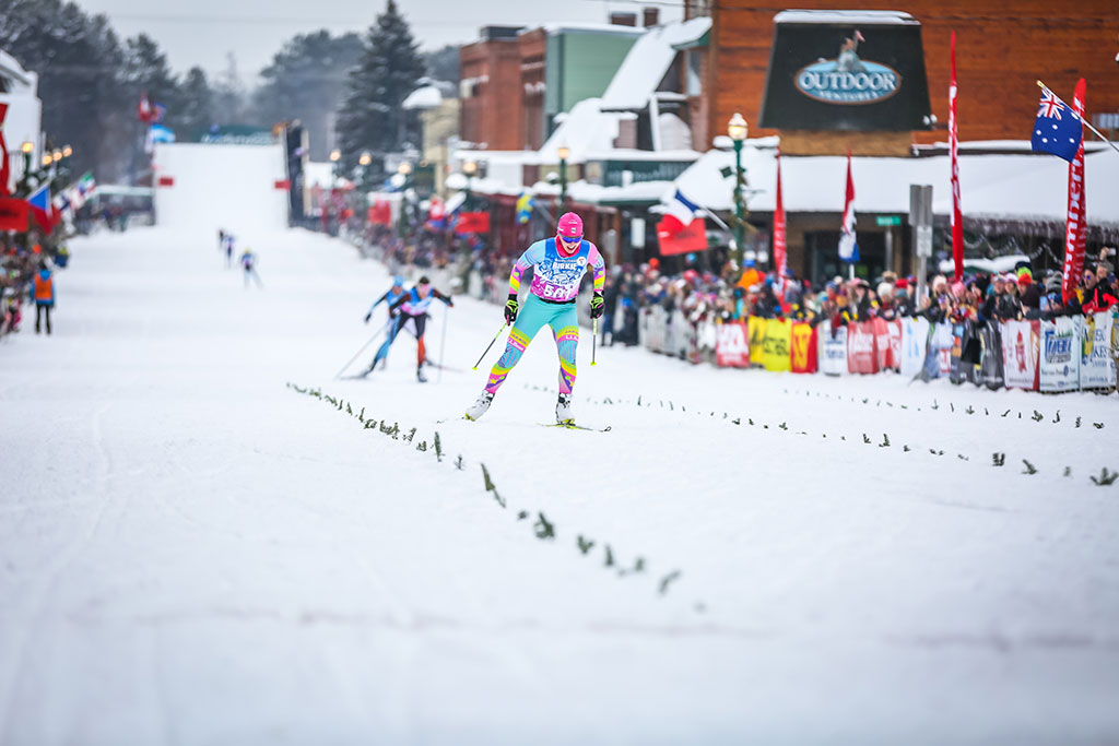 Kikkan Randall competes in the 2019 Birkie