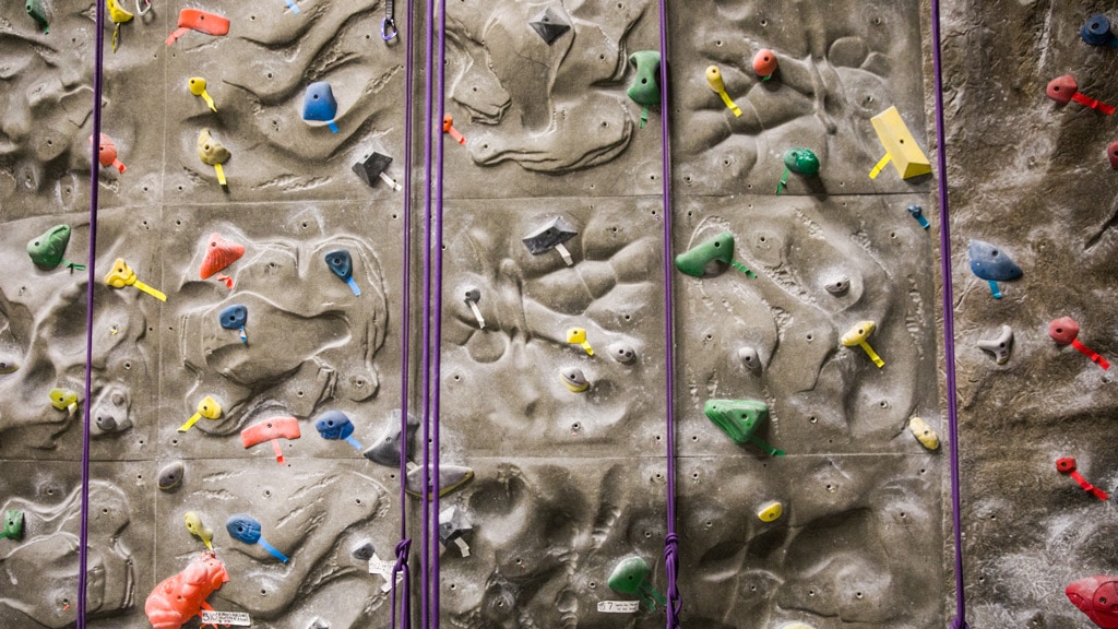 An indoor climbing wall