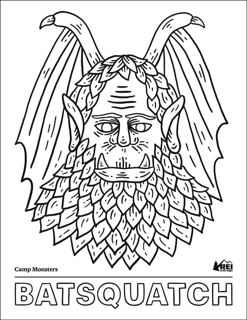 Batsquatch coloring book page