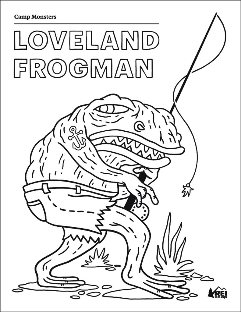 Loveland Frogman coloring book page