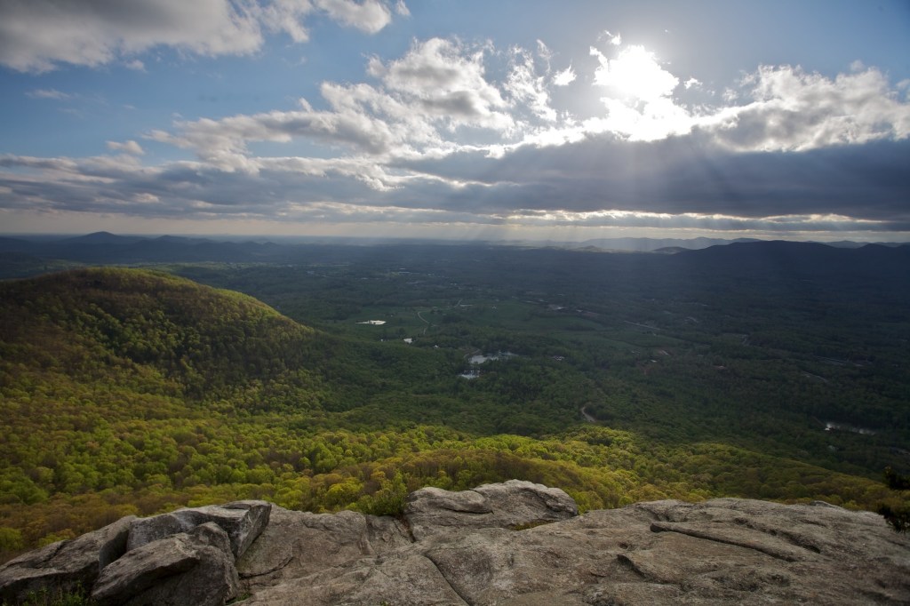 Looking out on the hills from a viewpoint on Yonah Mountain.