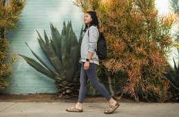 Person walking on a sidewalk