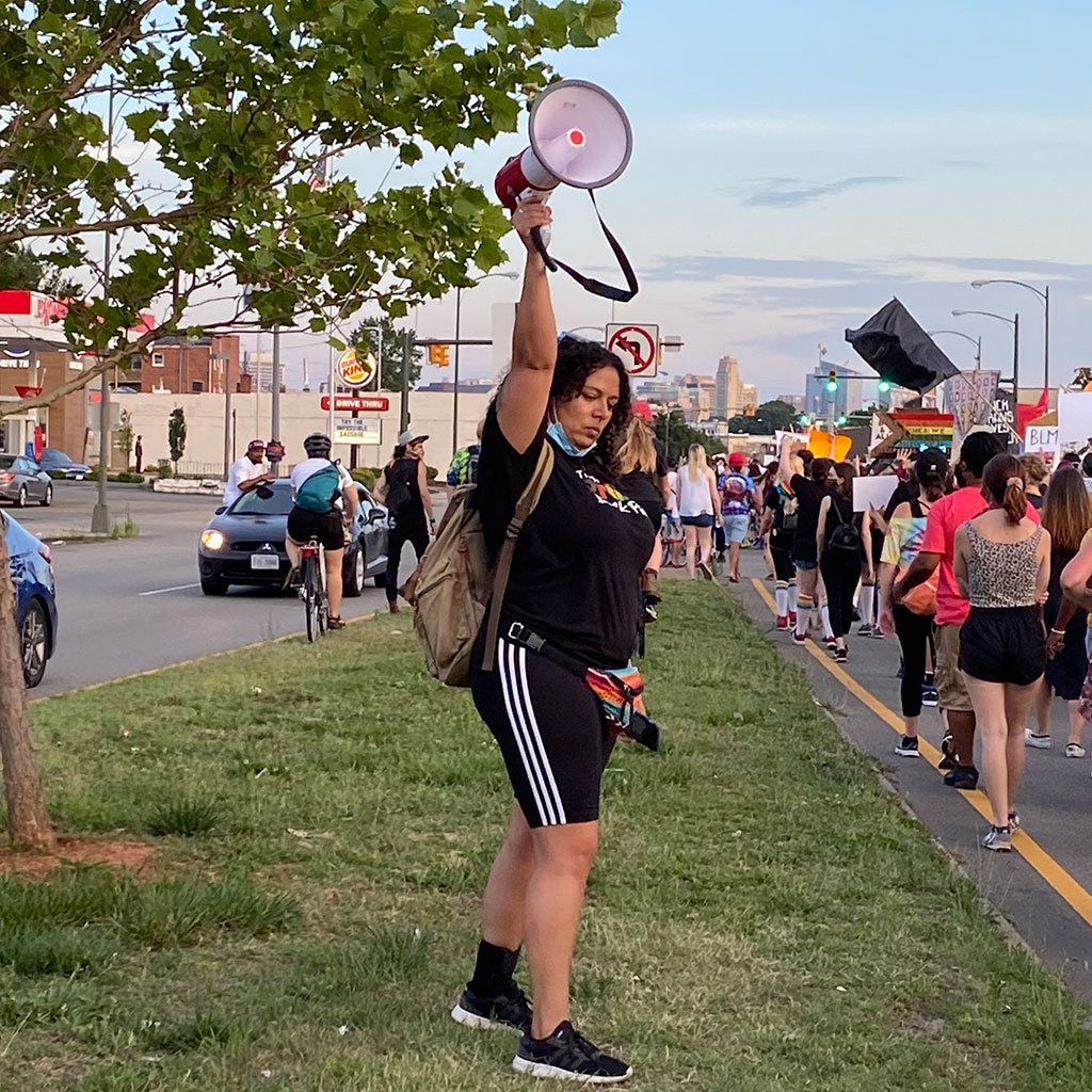 Stephanie Merlo at the Stonewall Rising march