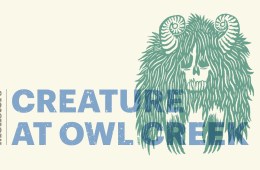 Illustration of the creature at owl creek with text overlay that says Camp Monsters and Creature at Owl Creek