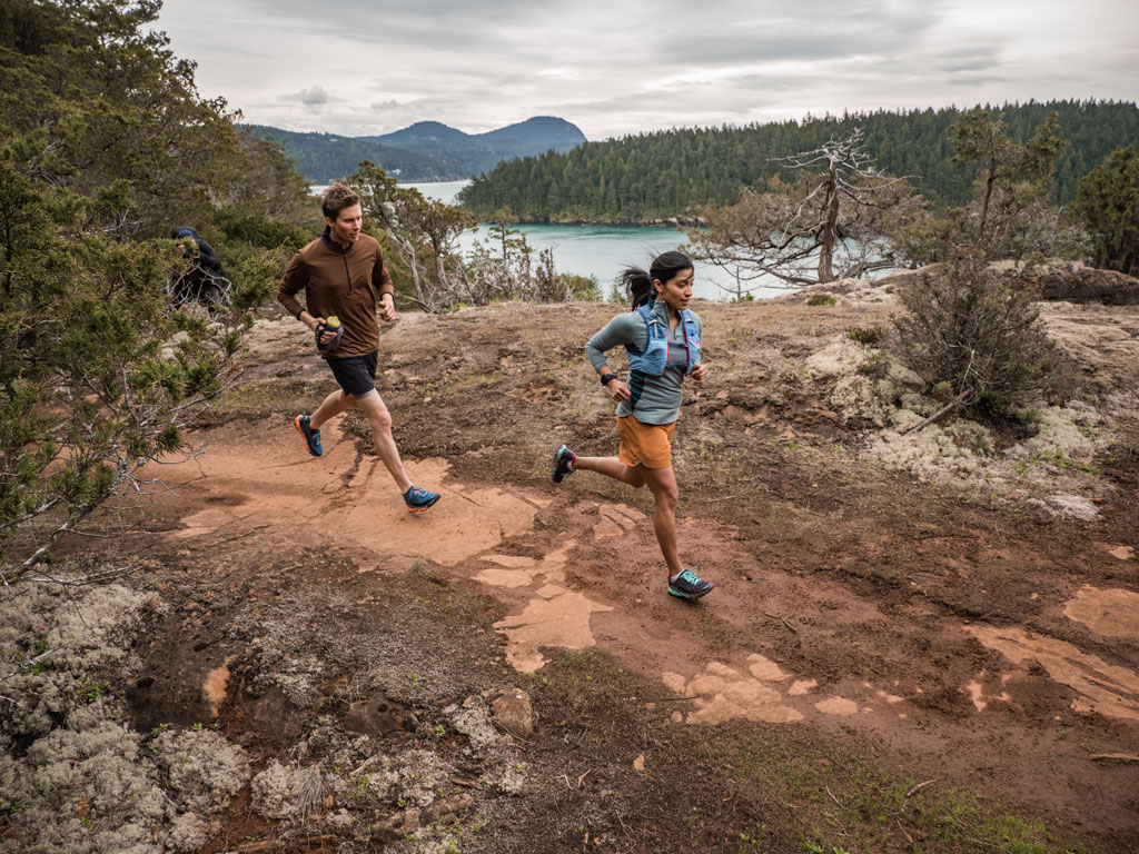 Runners on a trail