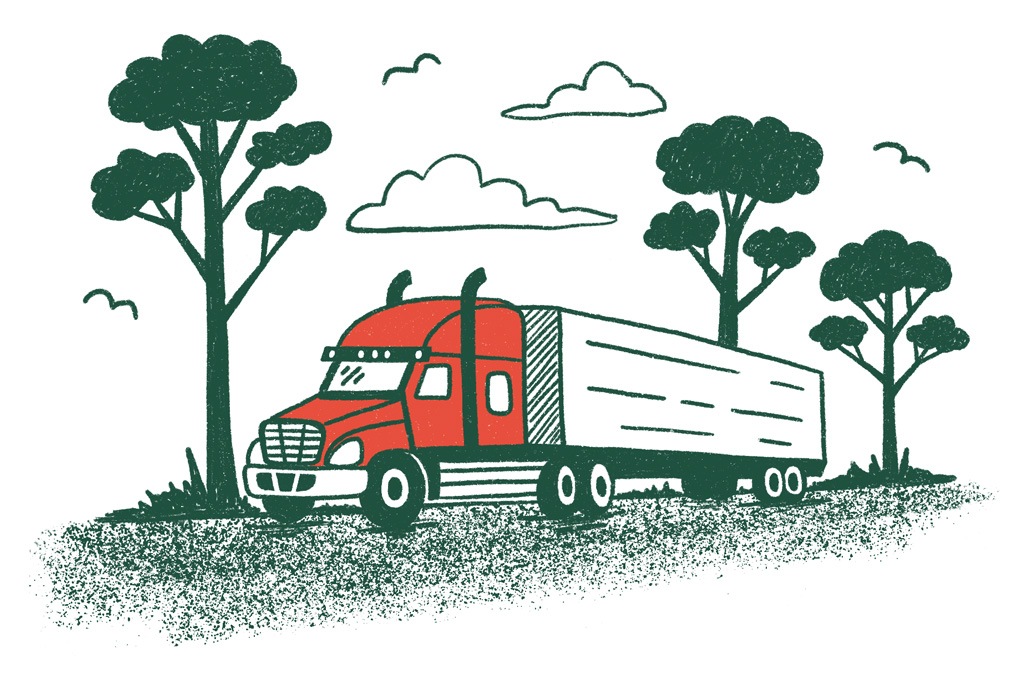 Semi-truck on a highway 