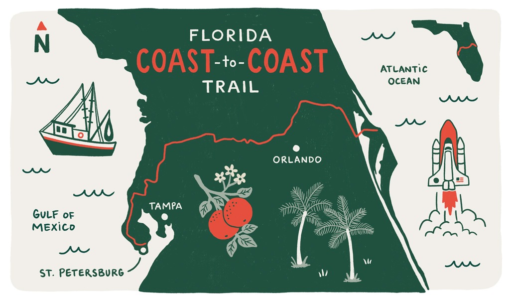 Map of the Coast-to-Coast Trail in Florida