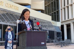 Deb Haaland giving speech.