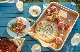 A delicious spread with fresh fruits and vegetables grown at home