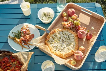 A delicious spread with fresh fruits and vegetables grown at home