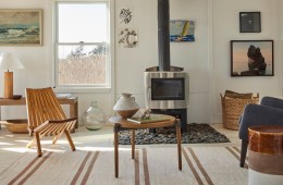 The interior of a living room with outdoor furnishings brought inside