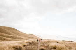 Hiking outside.
