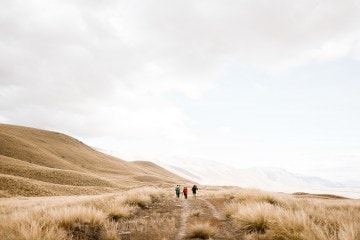 Hiking outside.
