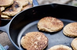 Pancakes in a cast iron skillet