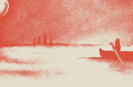 a boat on a mysterious lake