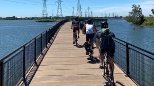 Artist Brian Rau rides with friends in Chicago