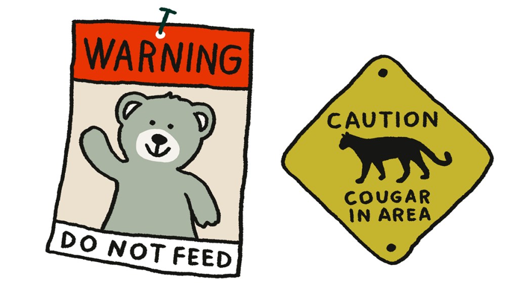 Two warning signs of bears and cougars