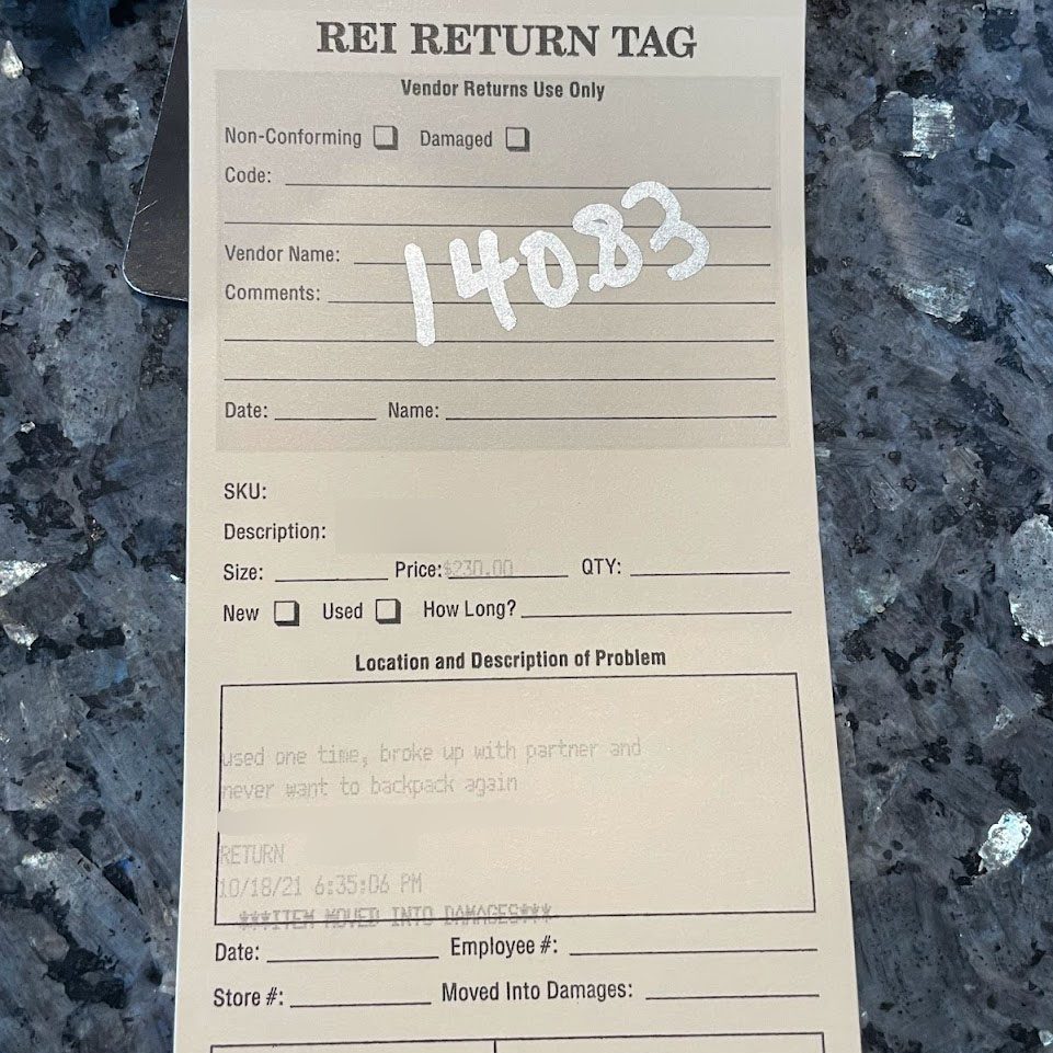 Return tag that reads: 