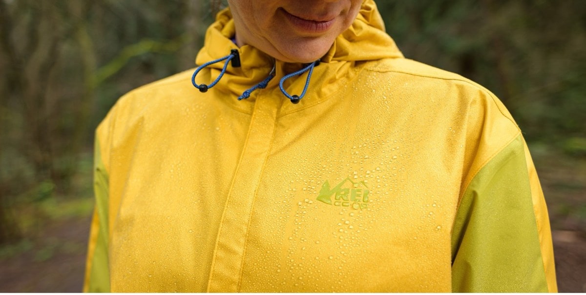 Detail of the fabric and waterproofing on the Trailmade rain jacket