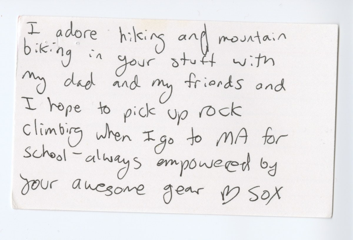 A small note written on a rectangular piece of paper
