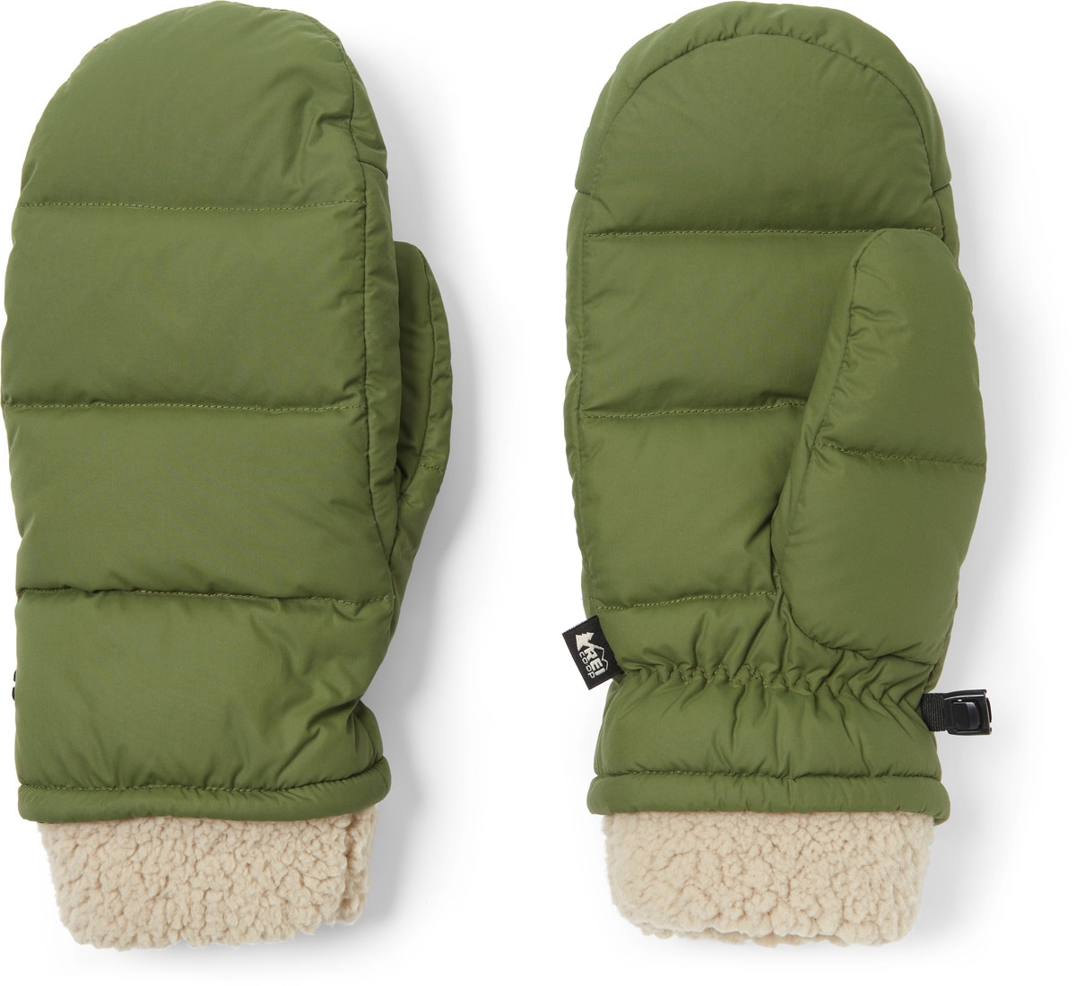 Product shot of the REI Co-op Norseland Down Mittens in a light green color.