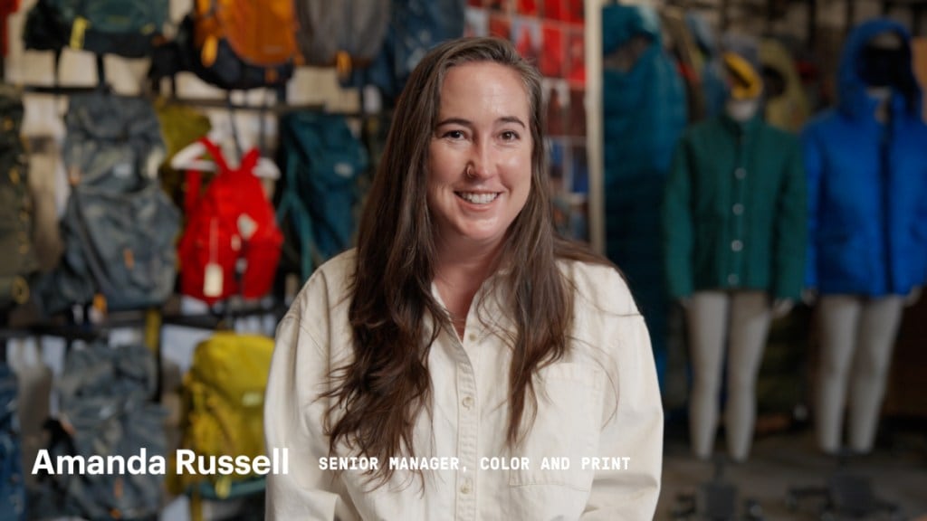A smiling person sits looking into the camera, and underneath her picture is a line of text that reads Amanda Russel, senior manager, color and print.