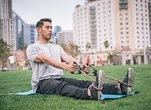 Rubber Resistance Bilateral Seated Row Starting Position