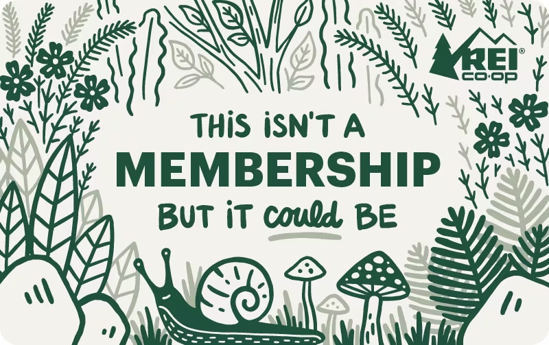 An illustration of a gift card for REI membership