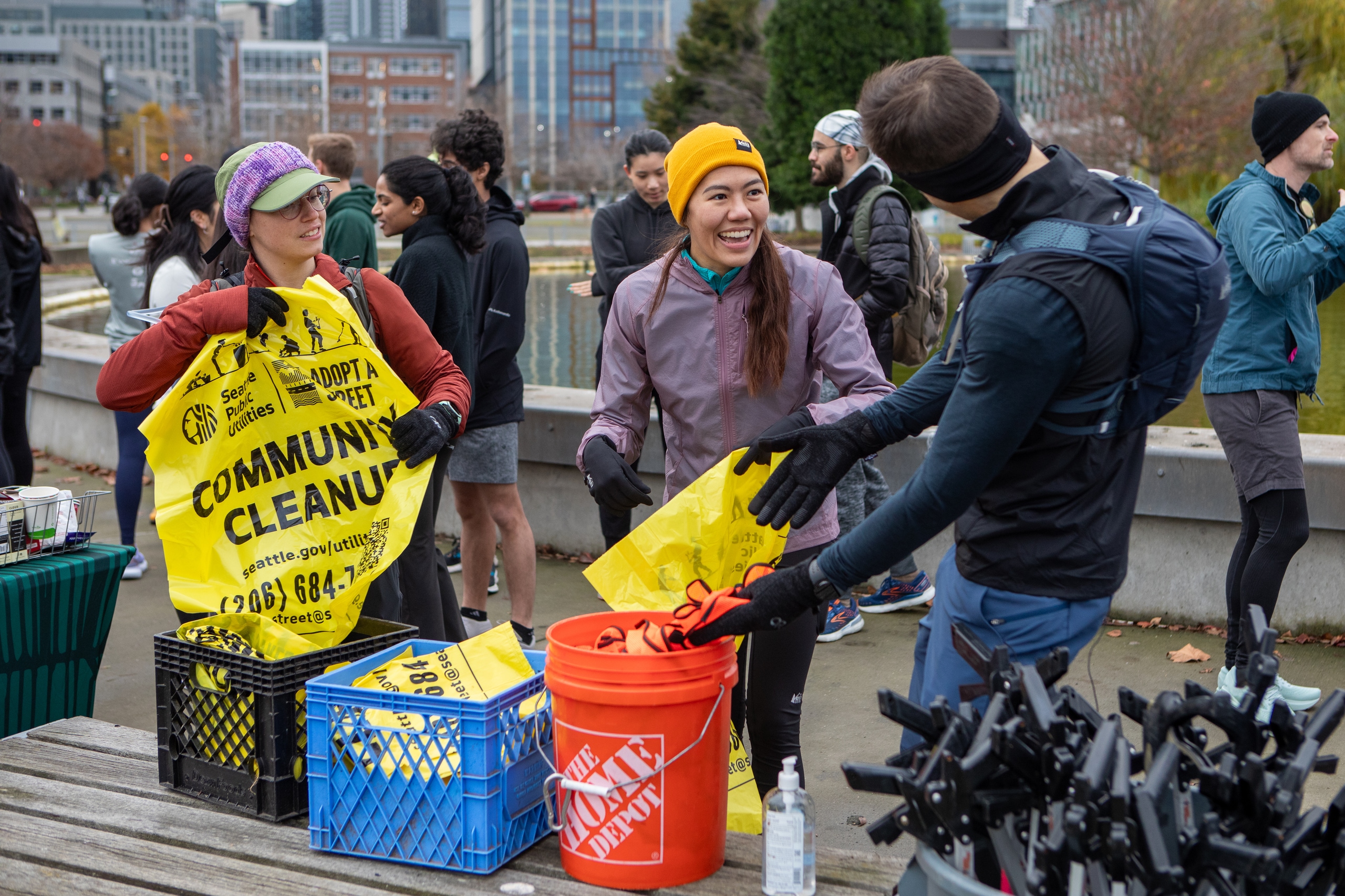 Members of the A Cleaner Alki community cleanup group at an event in West Seattle.