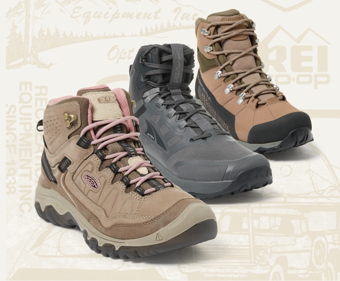Hiking boots from KEEN, La Sportiva, & Altra.