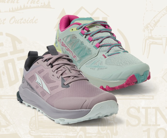 Running shoes from Altra & La Sportiva.
