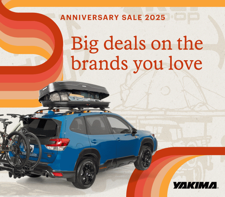 GIF of clothing and gear on sale. Headline: ANNIVERSARY SALE 2025. Big deals on the brands you love