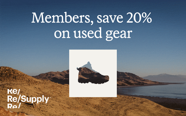 Re/Supply logo. Members, save 20% on used gear