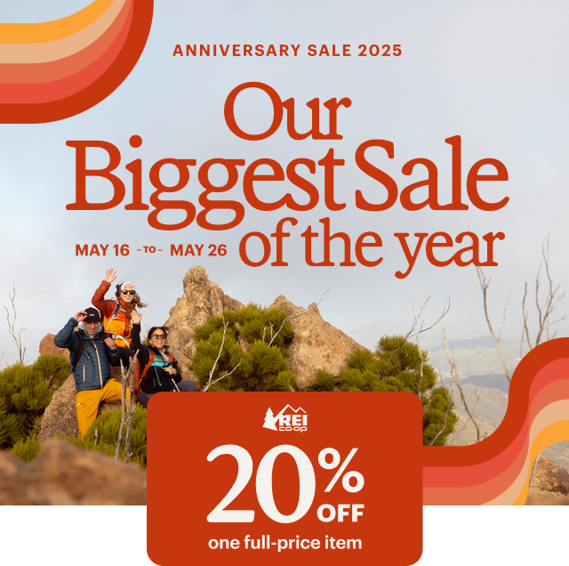 Our Biggest Sale of the year. May 16 to May 26. Anniversary Sale coupon for 20% off one full-price item.