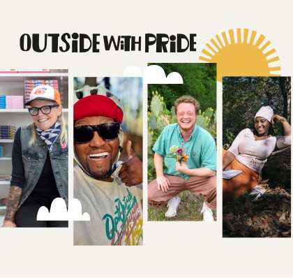 Outside with Pride. A collage of members, partners, and employees from the LGBTQ-plus community.