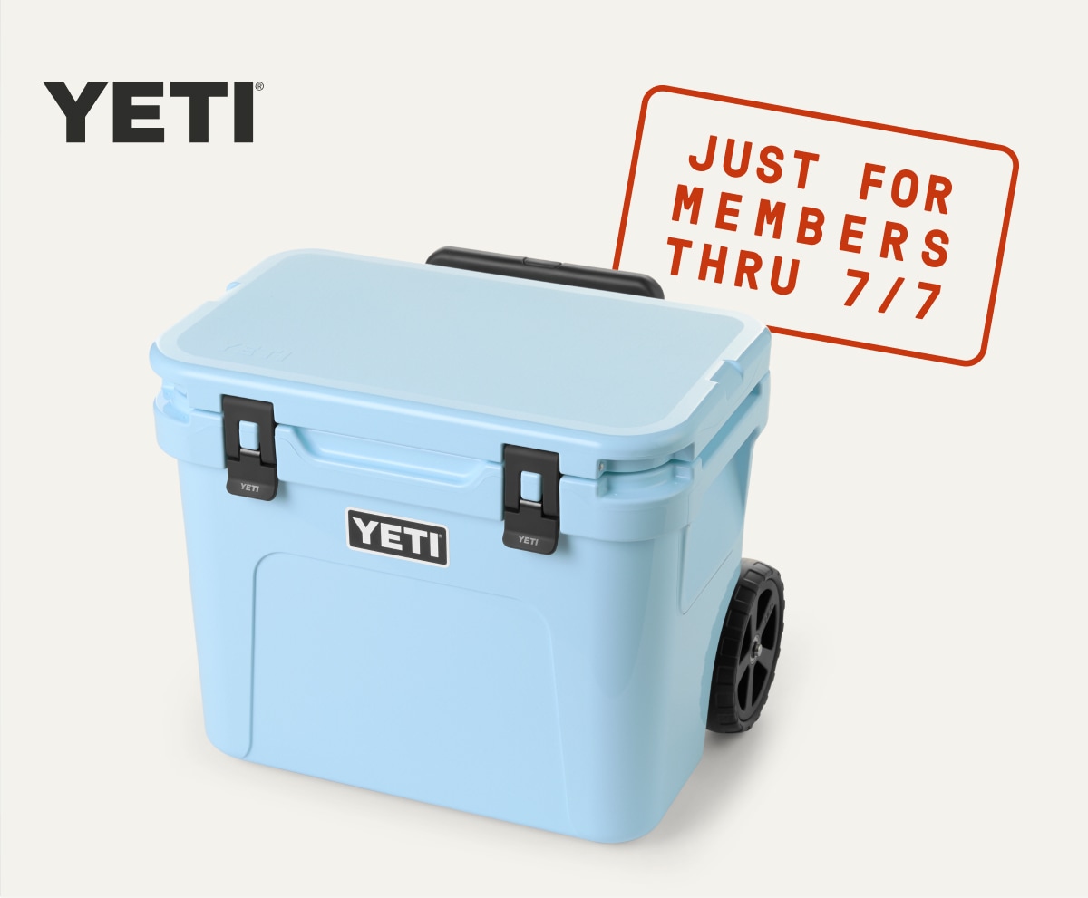 Just for members thru 7/7. A blue YETI cooler.