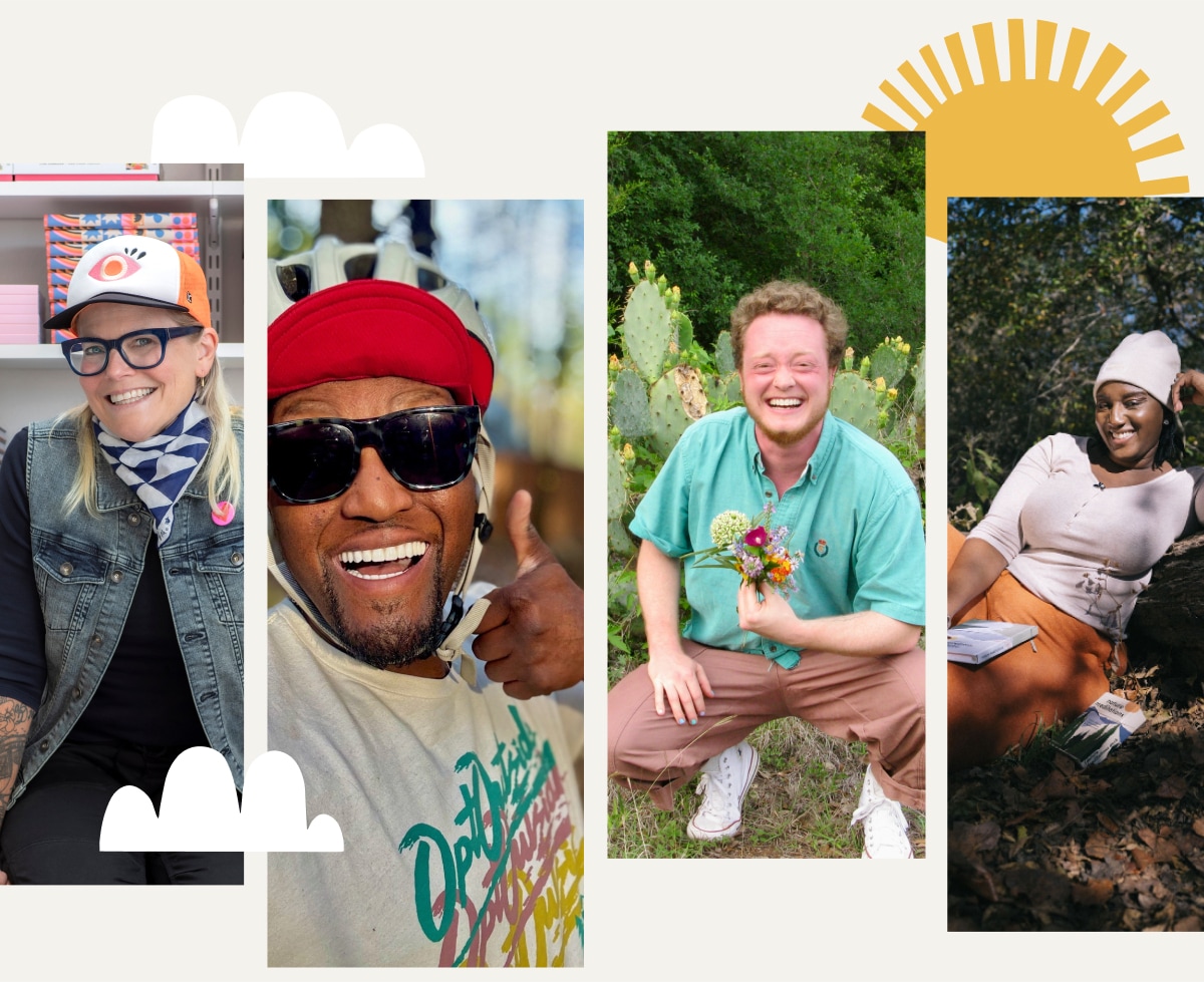 Outside with Pride. A collage of members, partners, and employees from the LGBTQ+ community.
