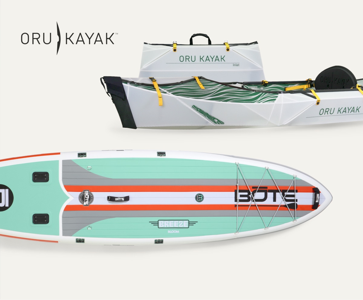 A paddle board & a kayak.