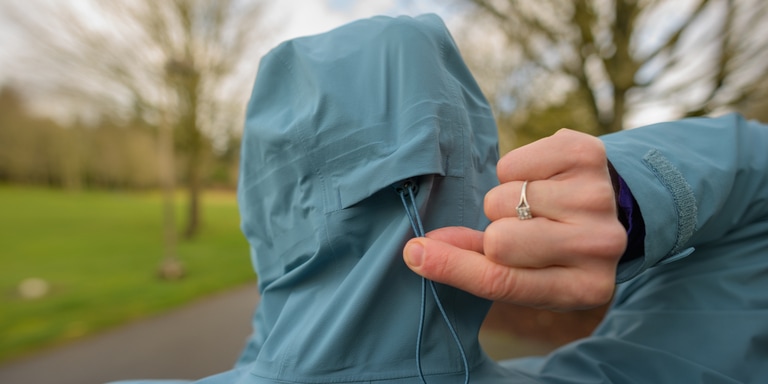 Hood adjusts at the back