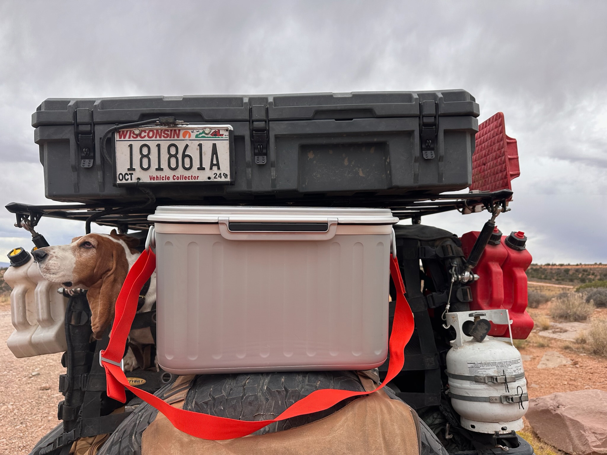 Picture of an Oyster cooler on the back of a vehicle.