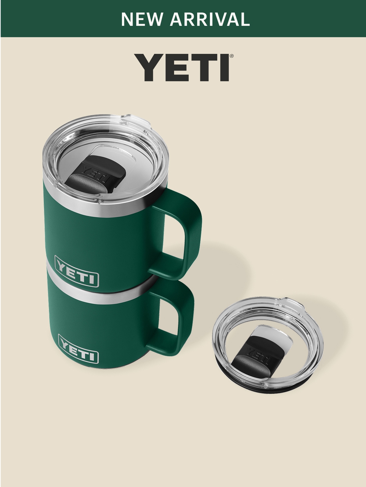 YETI. Two stackable mugs in green.