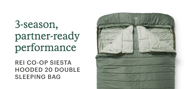 3-season, partner-ready performance. REI CO-OP SIESTA HOODED 20 DOUBLE SLEEPING BAG