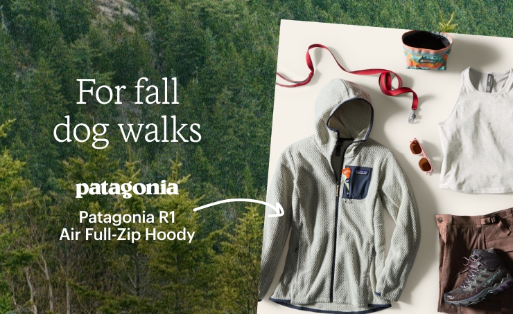Patagonia R1 Air Full-Zip Hoodie. Headline: For fall dog walks